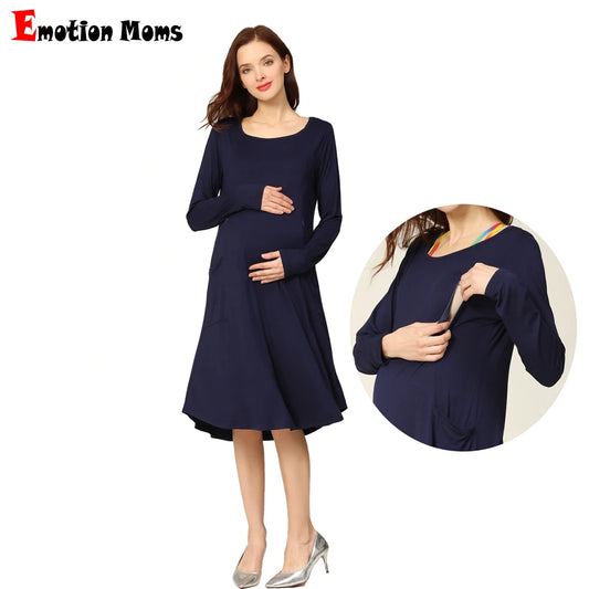 Breastfeeding Maternity Dress Long Sleeve