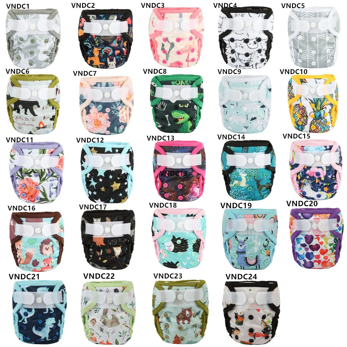 Newborn Baby Hook and Loop Cloth Diapers Covers Double Gusset