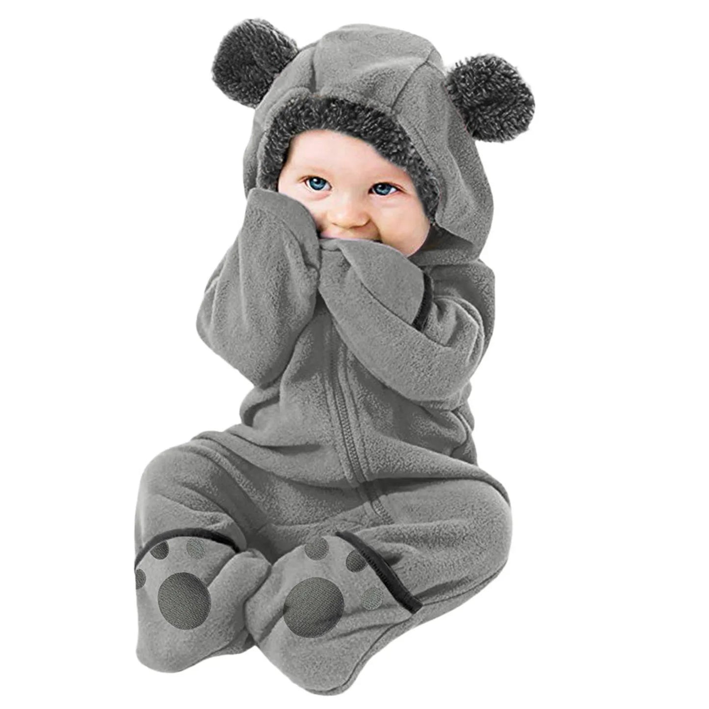 Newborn Infant Baby Hooded Winter Romper