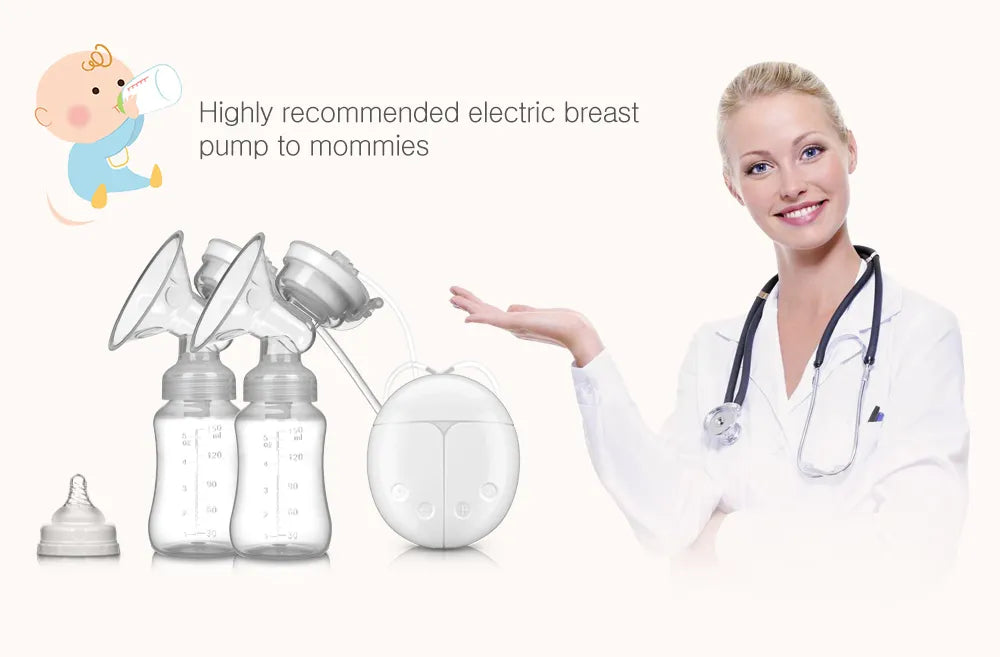 Breast Pumps Powerful Nipple Suction Electric Breast Pump with Baby Milk Bottle Cold Heat Pad