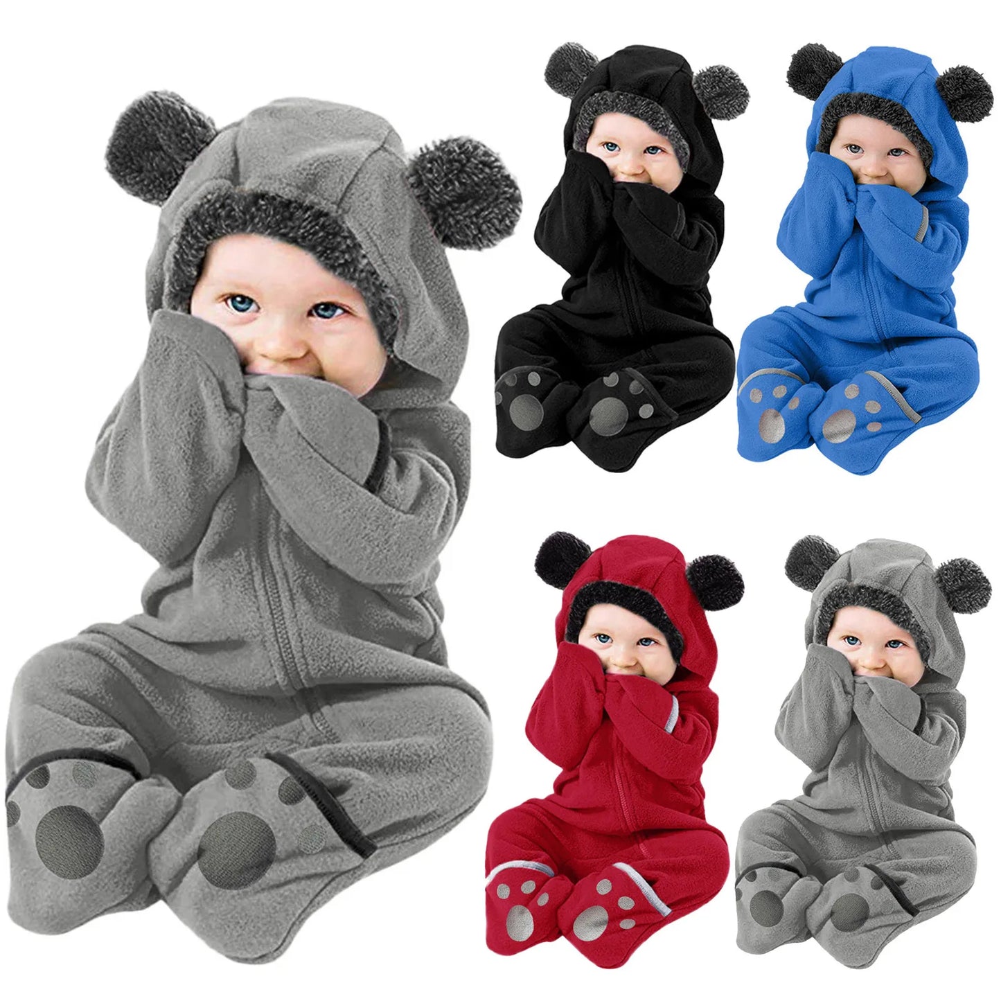 Newborn Infant Baby Hooded Winter Romper