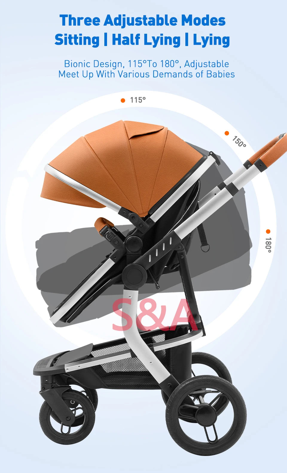 Travel System 5-IN-1 Baby Stroller Portable Pram High Landscape Baby Carriage Combo Car Seat Base Newborn Pushcar 2023