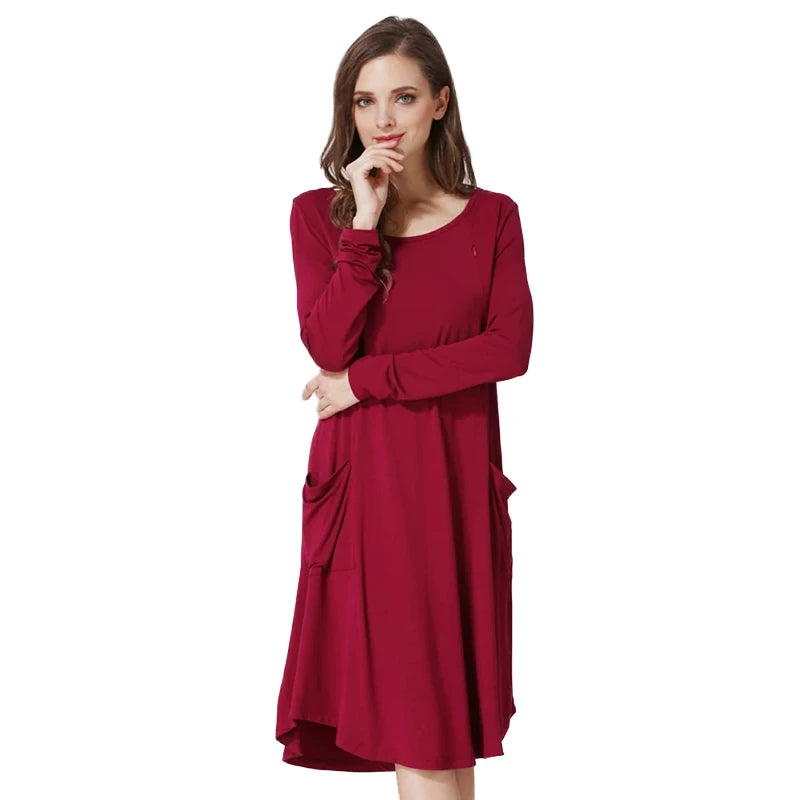 Breastfeeding Maternity Dress Long Sleeve