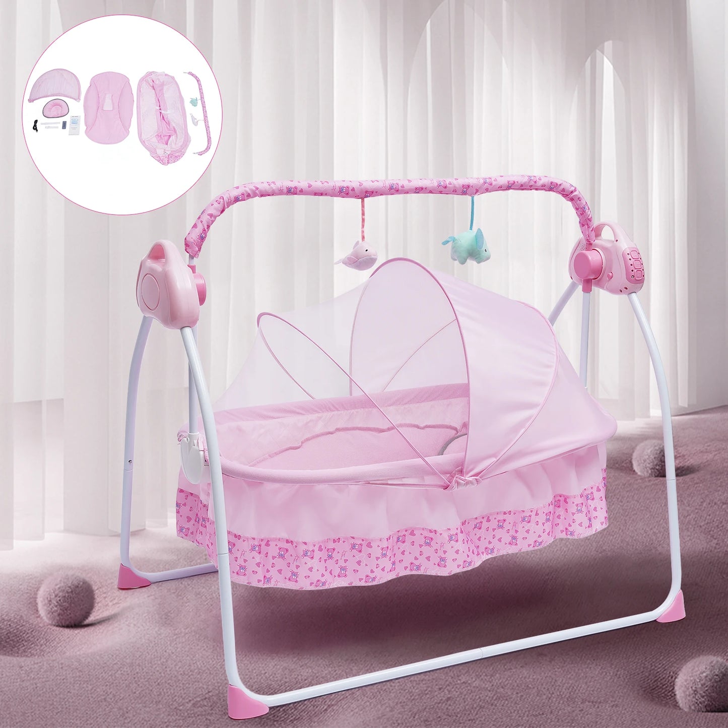 Auto-Swing Newborn Baby Musical Cradle