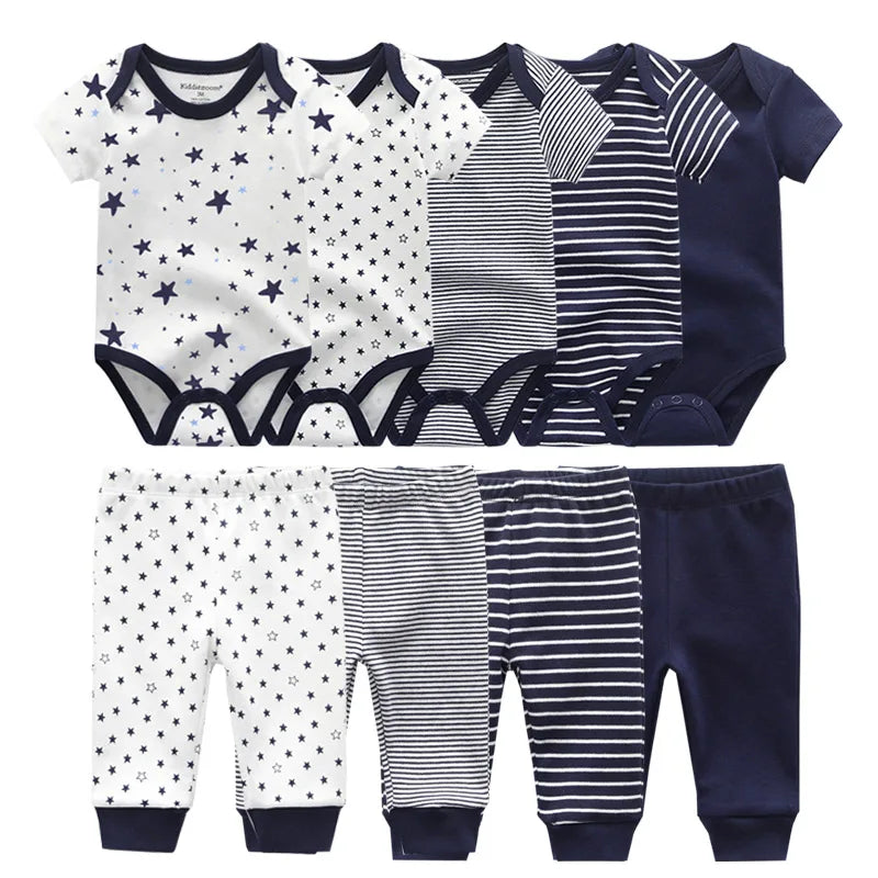 Newborn Cotton Bodysuits+Pants Baby Boys Baby Girls Unisex