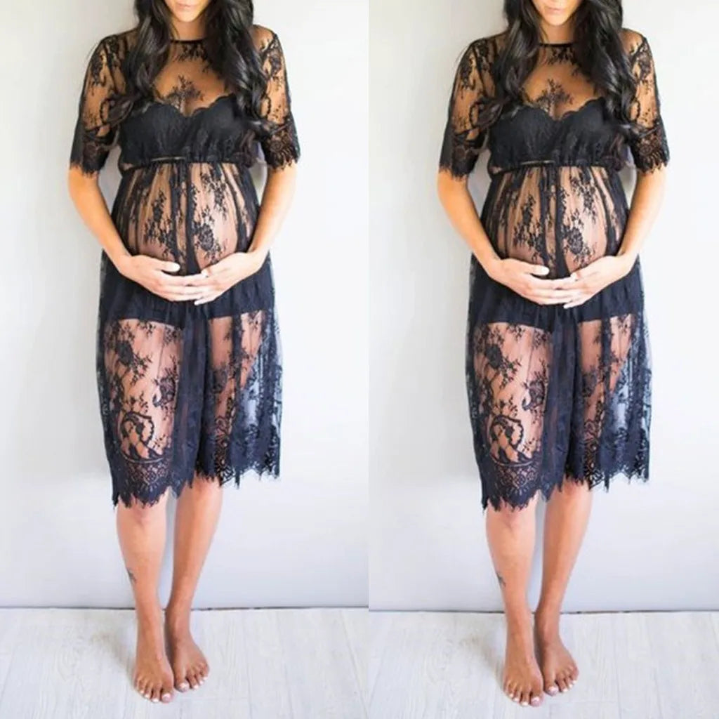 Pregnancy Photography Prop Lace Dresses Pregnant Women Gift Pregnant Women Lace See Through Maternity Dress Fancy Studio Clothes