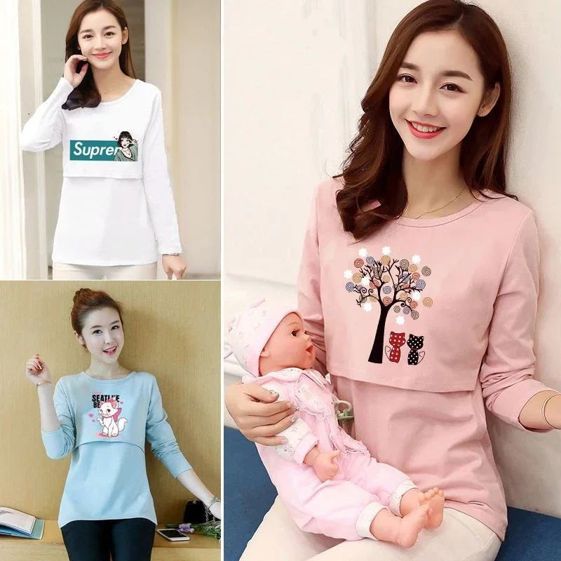 Maternity Breastfeeding/Nursing Long Sleeve Women's Shirt