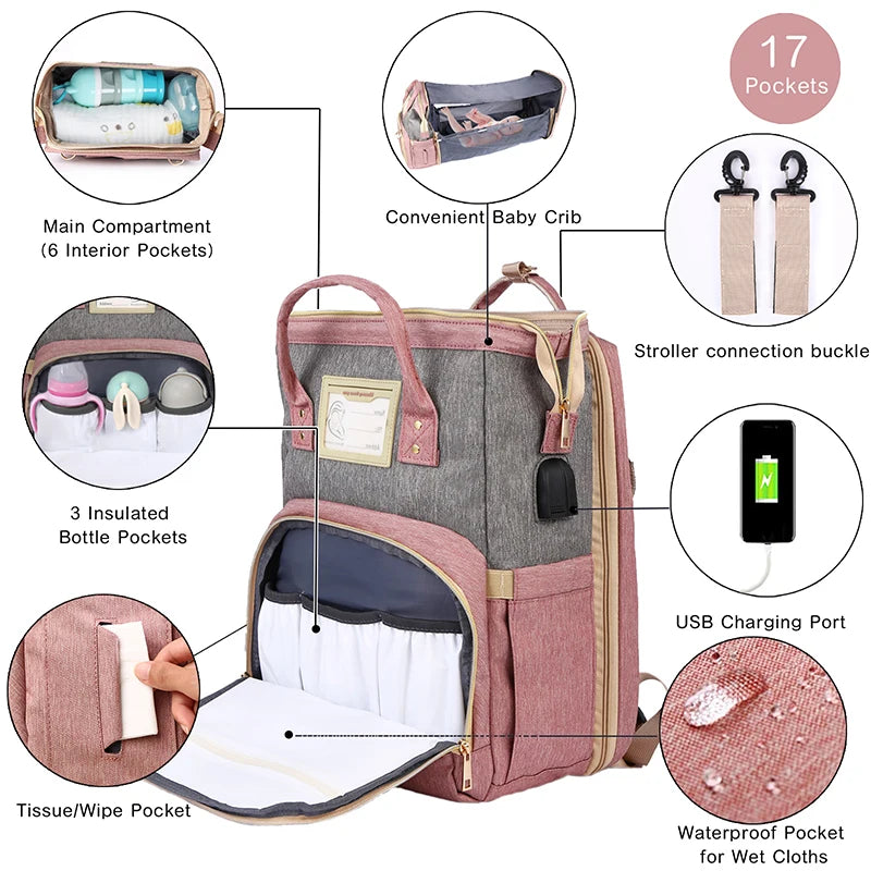 Mommy Large Backpack Diaper Stroller Bag