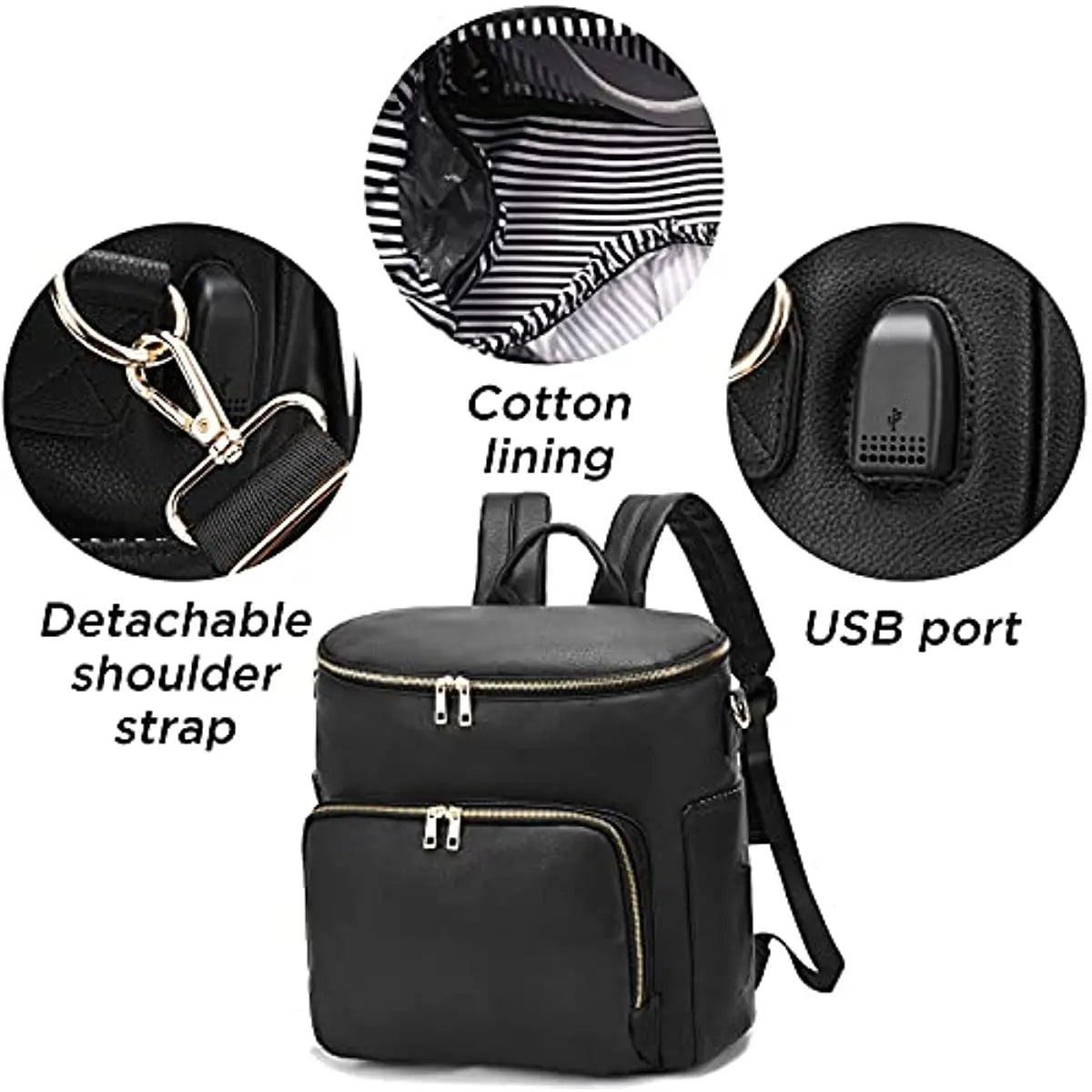 Diaper Leather Backpack Stroller Bag