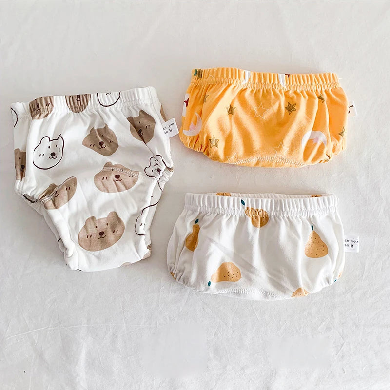 Baby Training Pants Washable Cotton Diapers With Elastic Waist