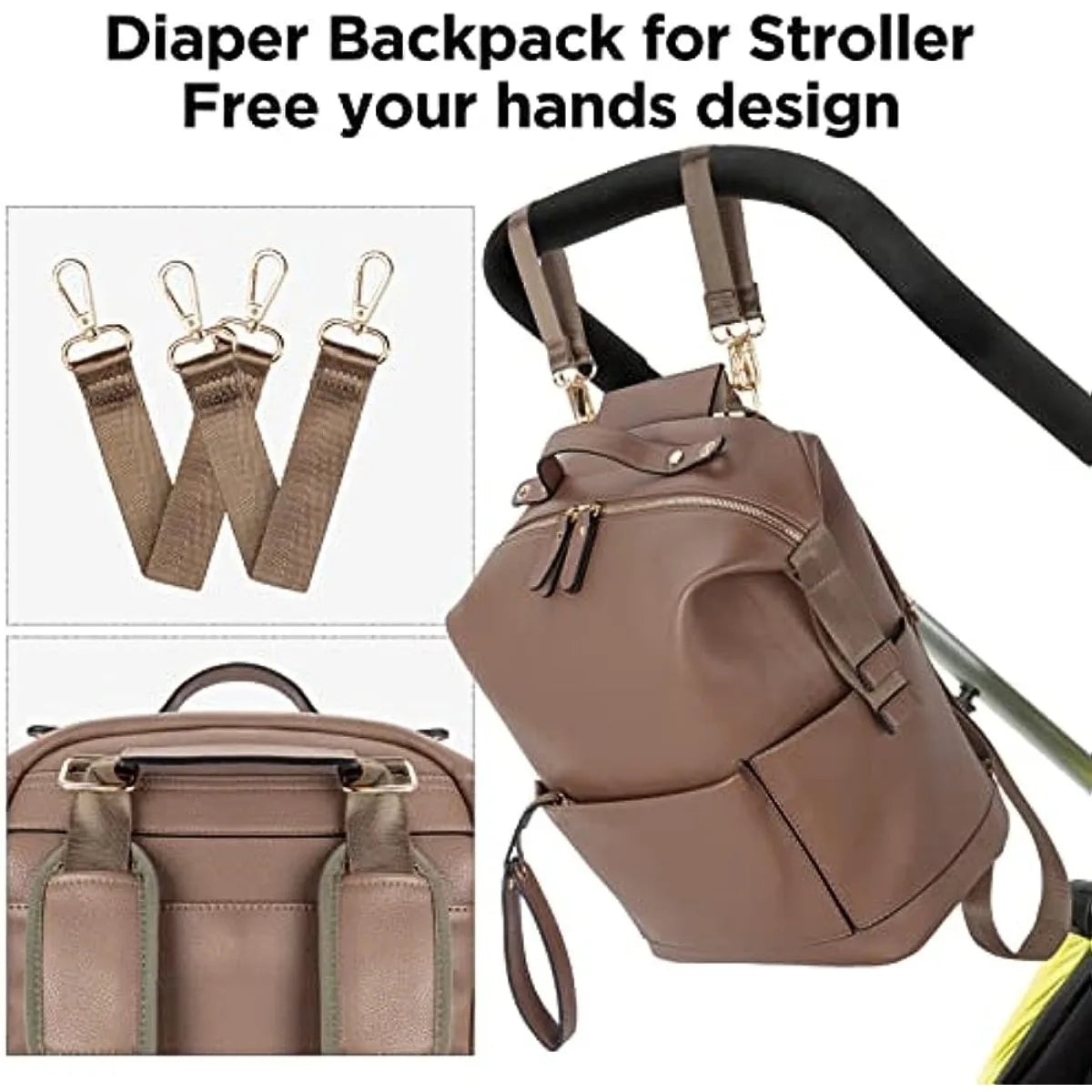 Mommy Leather Backpack Baby Stroller Bag