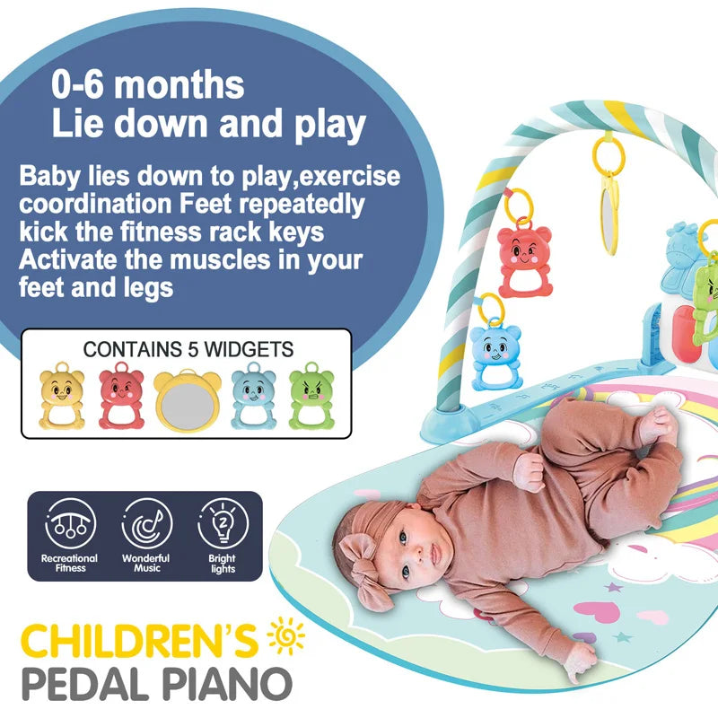 Baby Music Play Gym Toy Piano Crawling Blanket