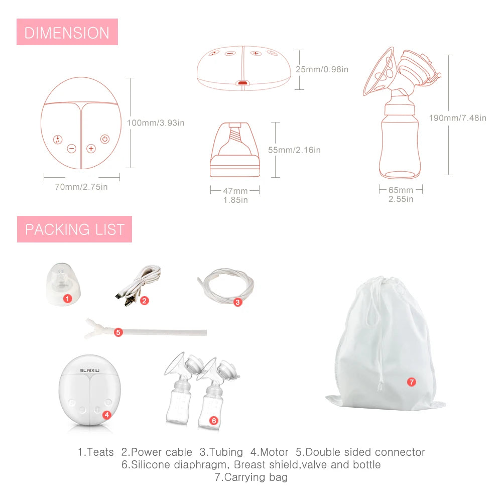 Breast Pumps Powerful Nipple Suction Electric Breast Pump with Baby Milk Bottle Cold Heat Pad