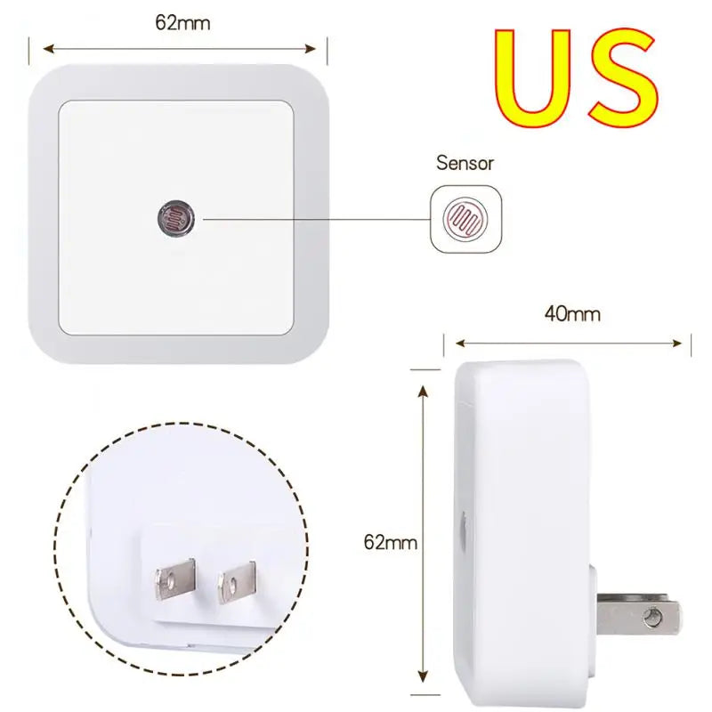 Mini LED Night Light Plug-in Auto Sensor