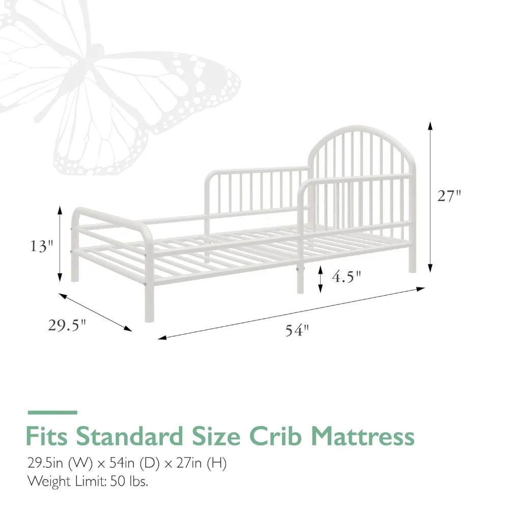 Metal Toddler White Bed for Kids