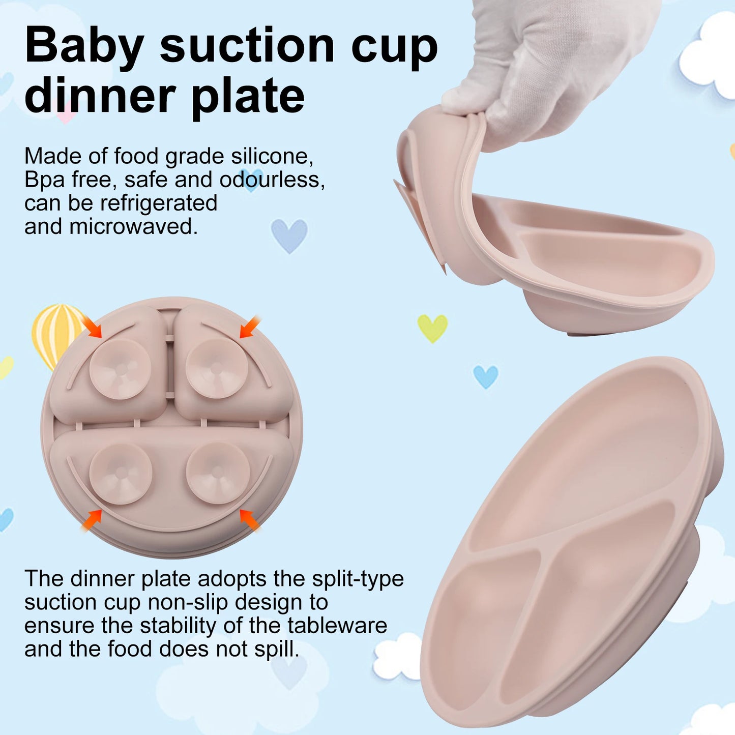 Baby Safe Toddler Tableware with Bib