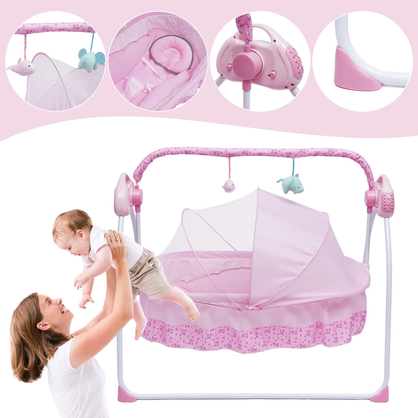 Auto-Swing Newborn Baby Musical Cradle