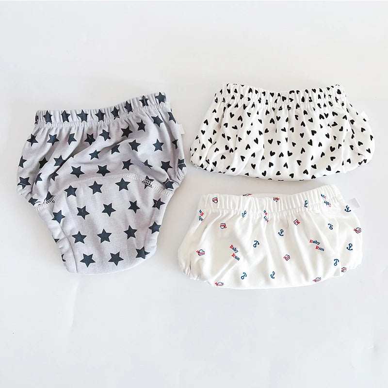 Baby Training Pants Washable Cotton Diapers With Elastic Waist